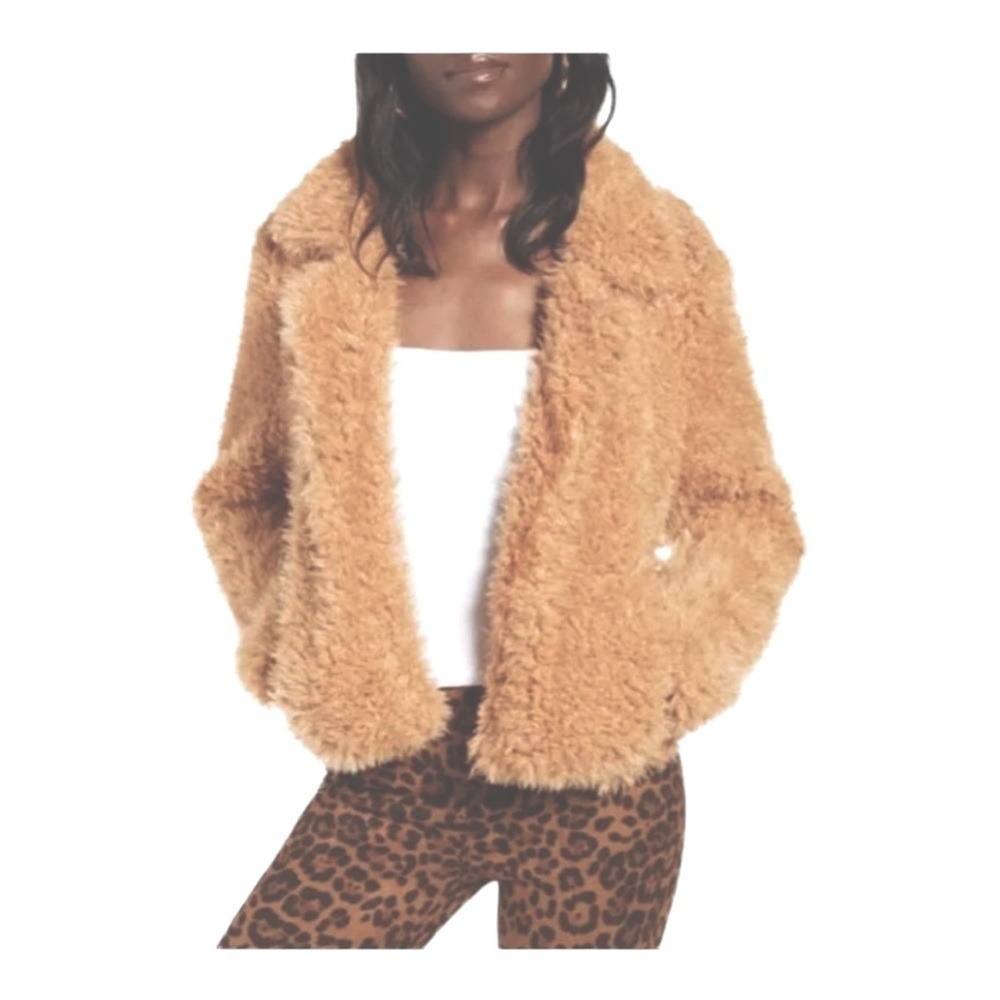 Blanknyc Faux Fur Teddy Jacket in Sahara Sz M Champagne & OJ